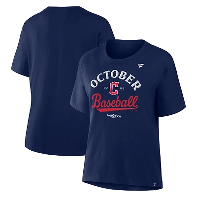 Women's  Navy Cleveland Guardians 2025 MLB Postseason Locker Room T-Shirt