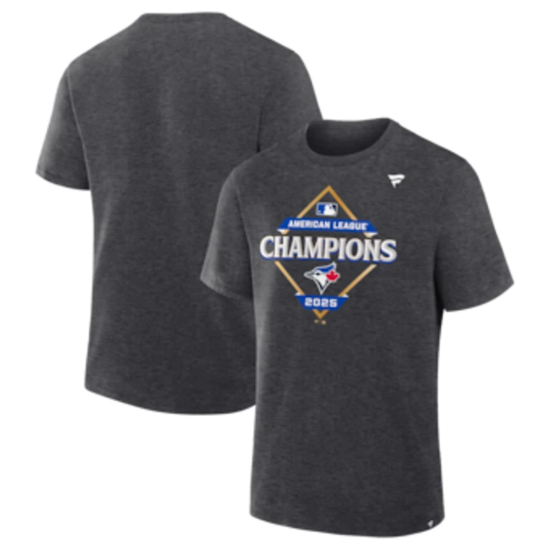 Men's Fanatics Heather Charcoal Toronto Blue Jays 2025 American League Champions Locker Room T-Shirt