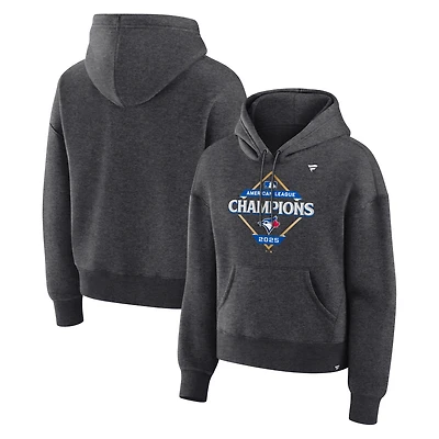 Women's Fanatics Heather Charcoal Toronto Blue Jays 2025 American League Champions Locker Room Fleece Hoodie