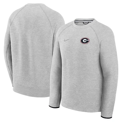 Men's Nike Heather Gray Georgia Bulldogs Tech Fleece Raglan Sweatshirt