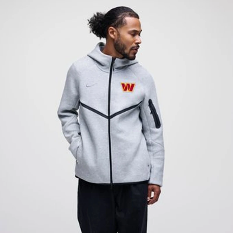Men's Nike Heather Gray Washington Commanders Tech Fleece Raglan Full-Zip Windrunner Hoodie
