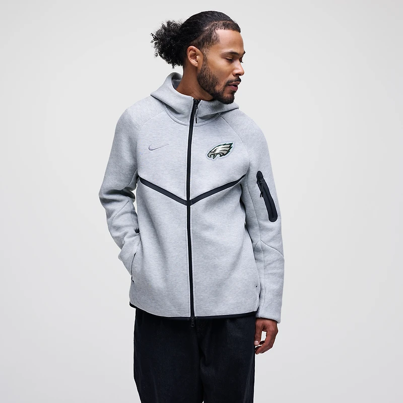 Men's Nike Heather Gray Philadelphia Eagles Tech Fleece Full-Zip Windrunner Hoodie