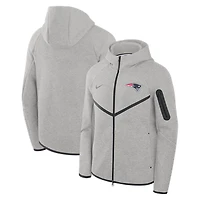 Men's Nike Heather Gray New England Patriots Tech Fleece Raglan Full-Zip Windrunner Hoodie