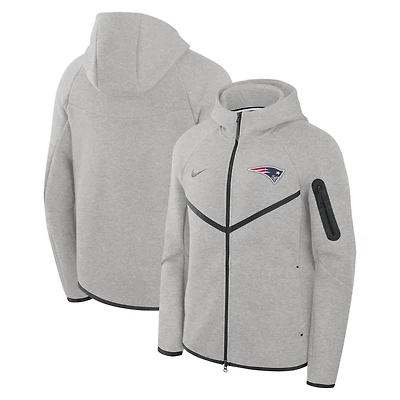 Men's Nike Heather Gray New England Patriots Tech Fleece Raglan Full-Zip Windrunner Hoodie