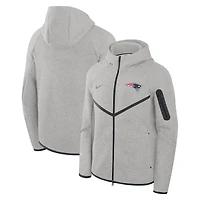 Men's Nike Heather Gray New England Patriots Tech Fleece Raglan Full-Zip Windrunner Hoodie