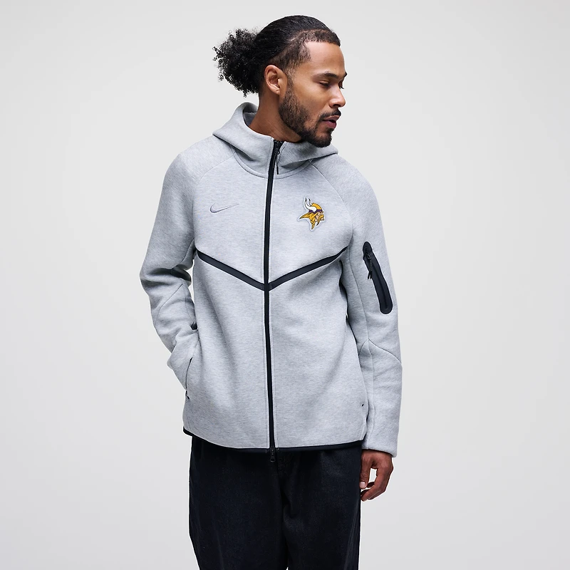 Men's Nike Heather Gray Minnesota Vikings Tech Fleece Raglan Full-Zip Windrunner Hoodie