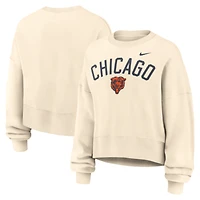 Women's Nike Natural Chicago Bears Oversized High Hip Legacy Arch Phoenix Fleece Sweatshirt