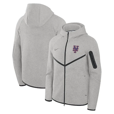 Men's Nike Heather Charcoal New York Mets Tech Fleece Windrunner Full-Zip Hoodie Jacket