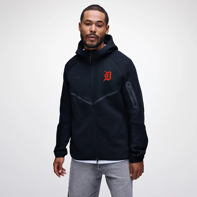 Men's Nike  Black Detroit Tigers Tech Fleece Windrunner Full-Zip Hoodie Jacket