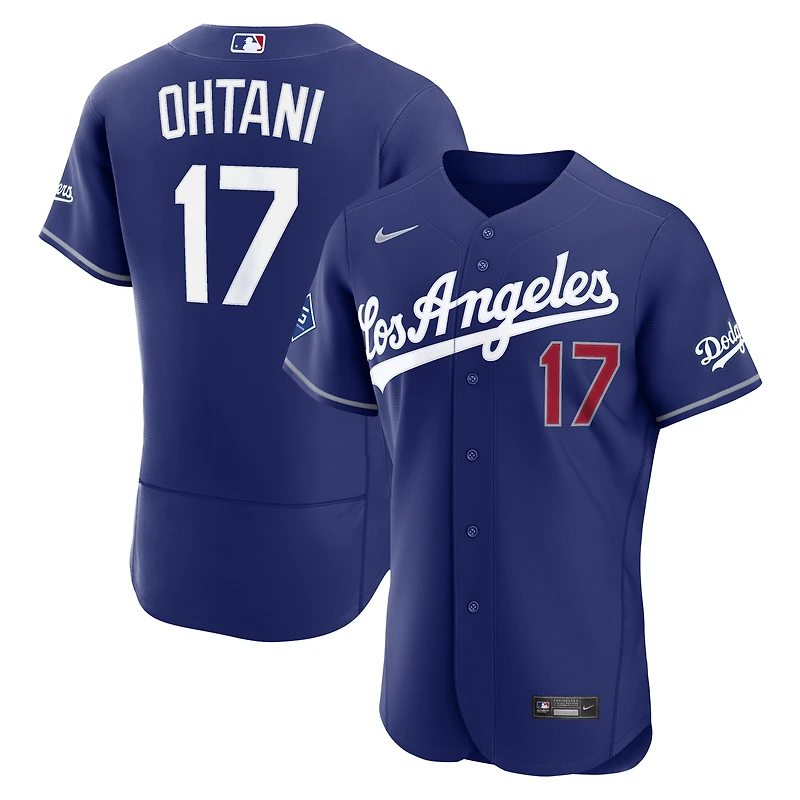 Men's Nike Shohei Ohtani Royal Los Angeles Dodgers Alternate Authentic Sponsor Patch Jersey