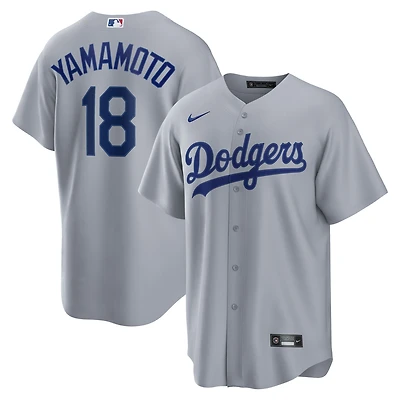 Men's Nike Yoshinobu Yamamoto Gray Los Angeles Dodgers Road Replica Jersey