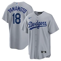 Men's Nike Yoshinobu Yamamoto Gray Los Angeles Dodgers Road Replica Jersey
