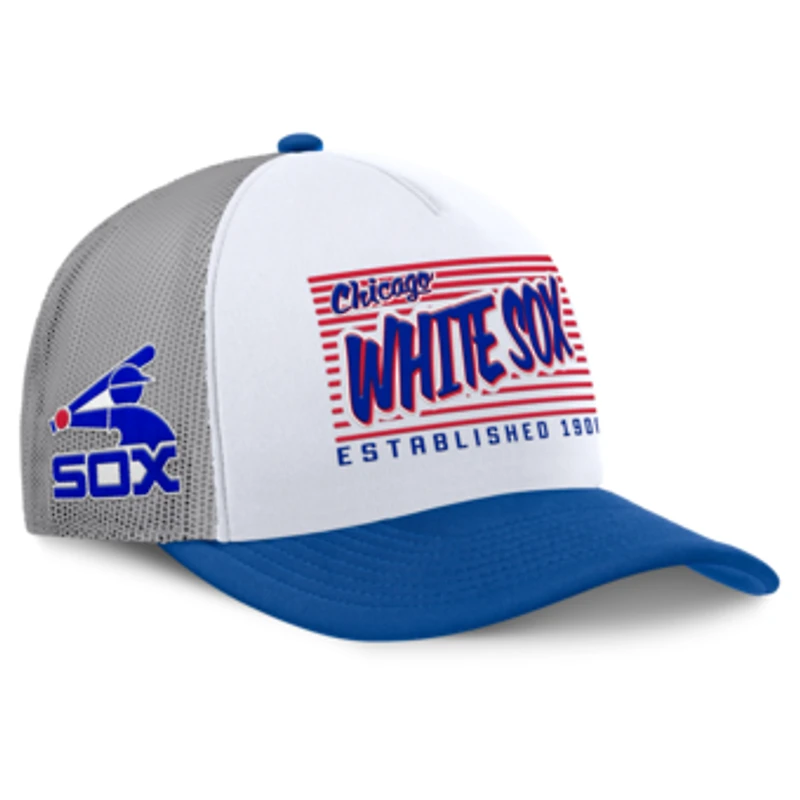 Men's Fanatics White/Royal Chicago White Sox On Deck A-Frame Snapback Hat