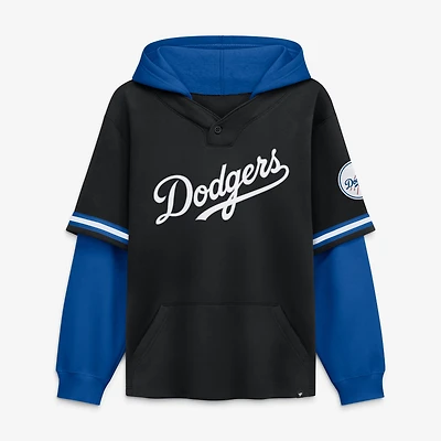 Men's Fanatics Black/Royal Los Angeles Dodgers Oversized Fire Speed​ Layered Hoodie