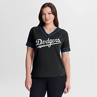 Women's Fanatics Black Los Angeles Dodgers Diva Race Ahead Raglan V-Neck T-Shirt