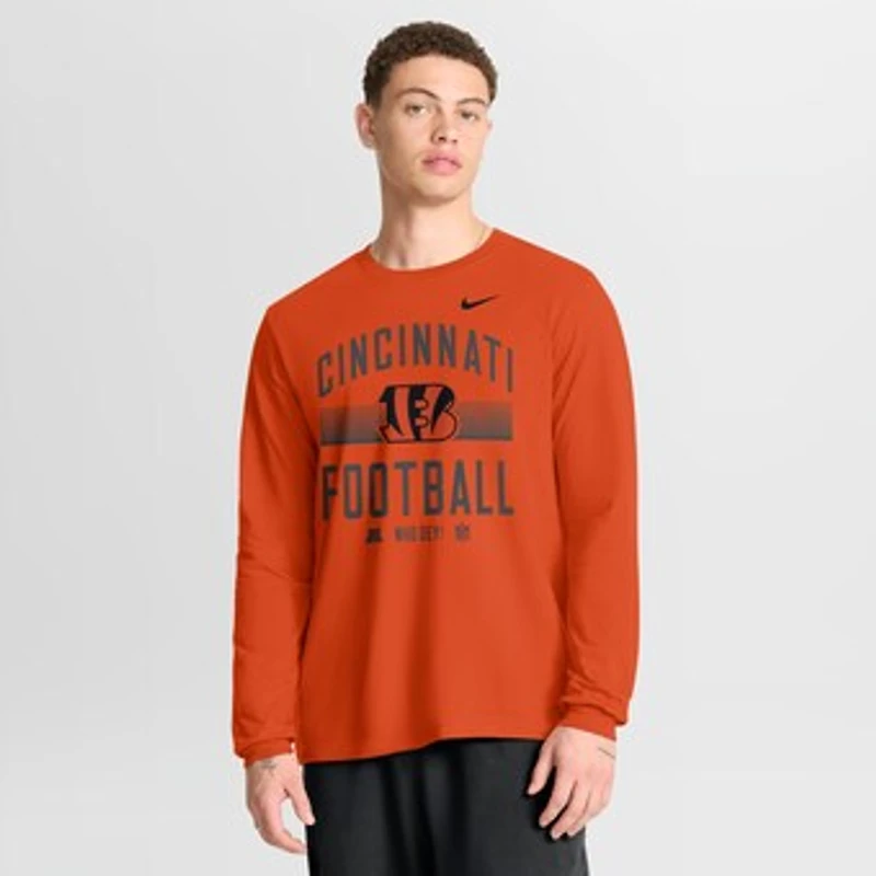 Men's Nike Orange Cincinnati Bengals Always Prepared Essential Cotton Long Sleeve T-Shirt