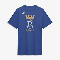 Men's Nike Heather Royal Kansas City Royals Cooperstown Logo Tri-Blend T-Shirt