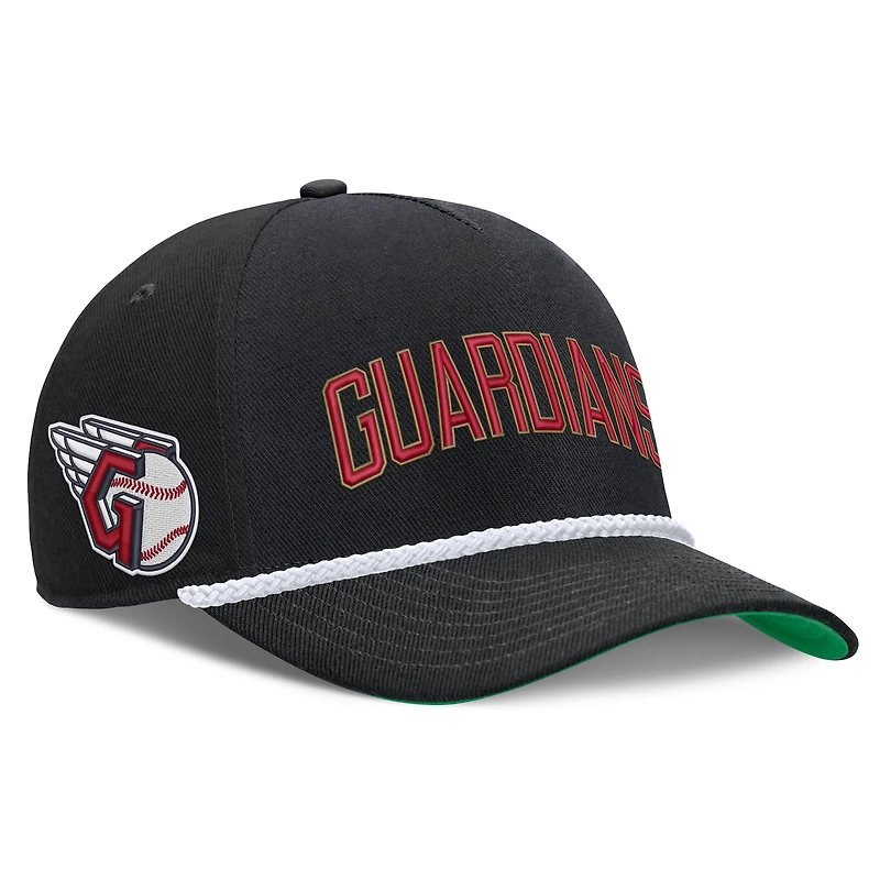 Men's Nike Black Cleveland Guardians Cooperstown Collection Rise Adjustable Hat