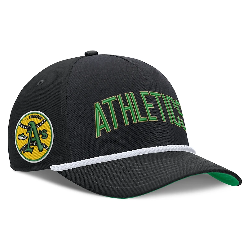 Men's Nike Black Athletics Cooperstown Collection Rise Adjustable Hat