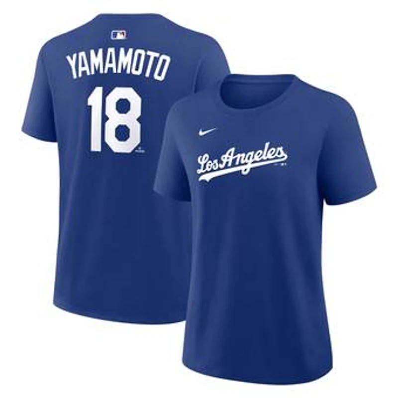 Women's Nike Yoshinobu Yamamoto Royal Los Angeles Dodgers Name & Number T-Shirt
