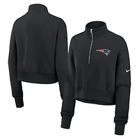 Women's Nike Black New England Patriots Legacy Phoenix Fleece Cropped Half-Zip Sweatshirt