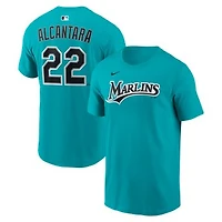 Name & Number T-Shirt Nike Sandy Alcantara Teal Miami Marlins Name & Number T-Shirt
