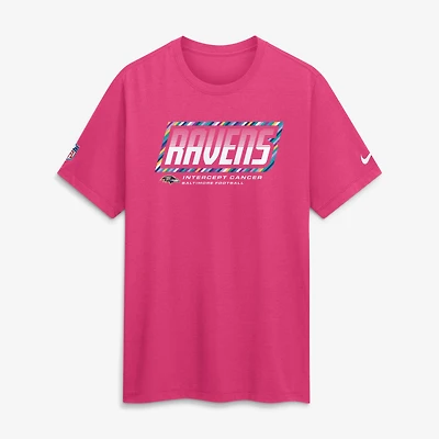 Men's Nike Pink Baltimore Ravens 2026 NFL Crucial Catch Tri-Blend Dri-FIT T-Shirt