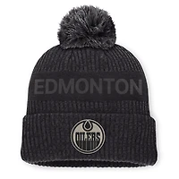 Men's Fanatics Charcoal Edmonton Oilers Road Phantom Cuffed Knit Hat with Pom