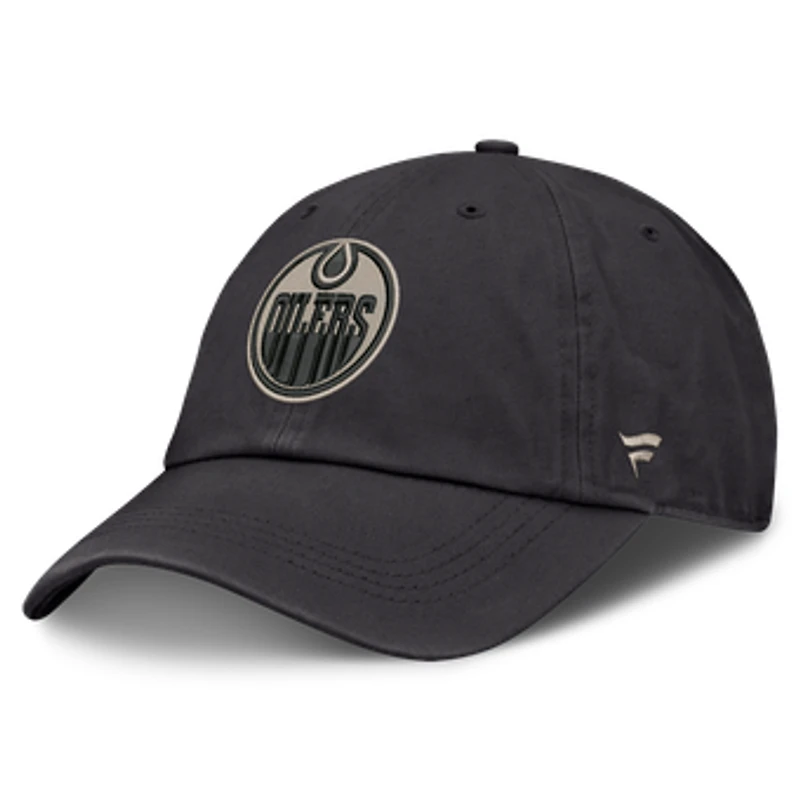Men's Fanatics Charcoal Edmonton Oilers Road Phantom Washed Adjustable Hat