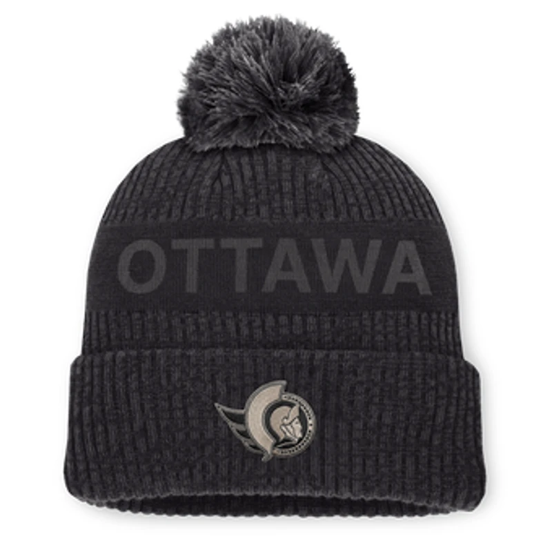 Men's Fanatics Charcoal Ottawa Senators Road Phantom Cuffed Knit Hat with Pom