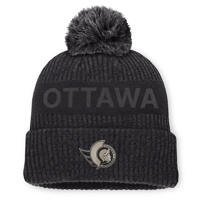 Men's Fanatics Charcoal Ottawa Senators Road Phantom Cuffed Knit Hat with Pom