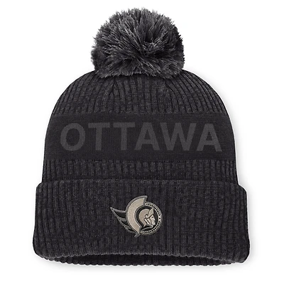 Men's Fanatics Charcoal Ottawa Senators Road Phantom Cuffed Knit Hat with Pom