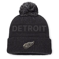 Men's Fanatics Charcoal Detroit Red Wings Road Phantom Cuffed Knit Hat with Pom