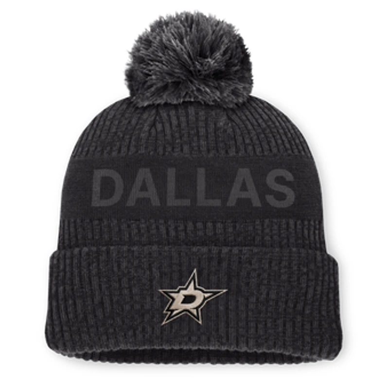 Men's Fanatics Charcoal Dallas Stars Road Phantom Cuffed Knit Hat with Pom