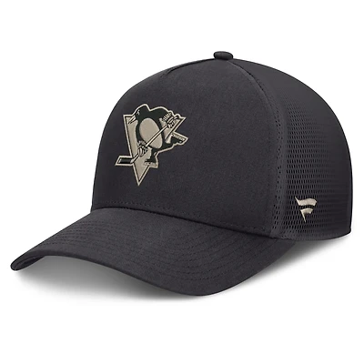 Men's Fanatics Charcoal Pittsburgh Penguins Road Soft Wash A-Frame Meshback Hat