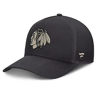 Men's Fanatics Charcoal Chicago Blackhawks Road Soft Wash A-Frame Meshback Hat