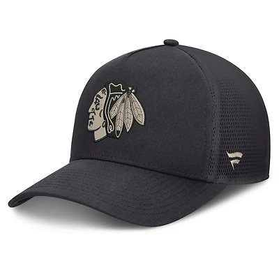 Men's Fanatics Charcoal Chicago Blackhawks Road Soft Wash A-Frame Meshback Hat