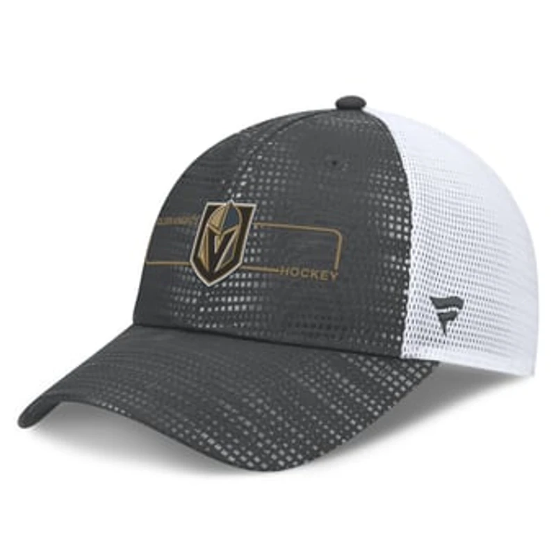 Men's Fanatics Charcoal Vegas Golden Knights Authentic Pro Rink Boxed Logo Trucker Hat