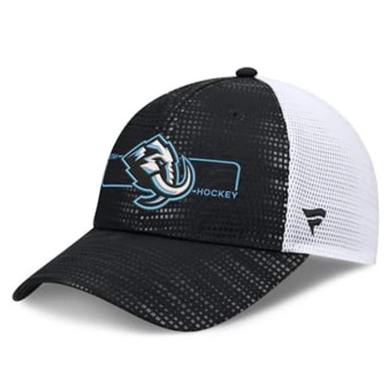 Men's Fanatics Black Utah Mammoth Authentic Pro Rink Boxed Logo Trucker Hat