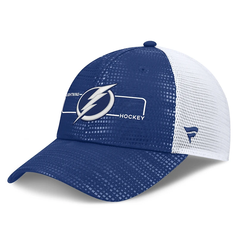 Men's Fanatics Blue Tampa Bay Lightning Authentic Pro Rink Boxed Logo Trucker Hat