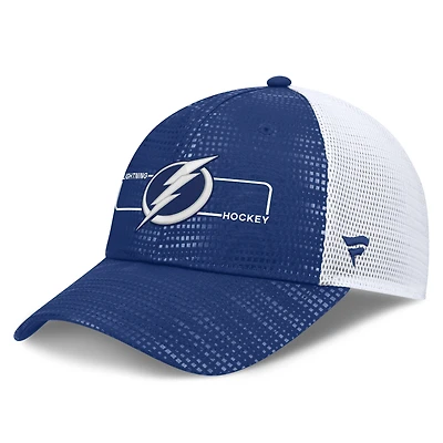 Men's Fanatics Blue Tampa Bay Lightning Authentic Pro Rink Boxed Logo Trucker Hat
