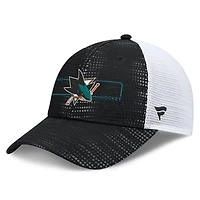 Men's Fanatics Black San Jose Sharks Authentic Pro Rink Boxed Logo Trucker Hat