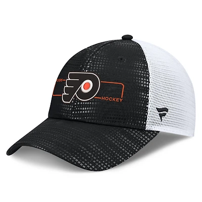 Men's Fanatics Black Philadelphia Flyers Authentic Pro Rink Boxed Logo Trucker Hat
