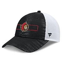 Men's Fanatics Black Ottawa Senators Authentic Pro Rink Boxed Logo Trucker Hat
