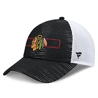 Men's Fanatics Black Chicago Blackhawks Authentic Pro Rink Boxed Logo Trucker Hat
