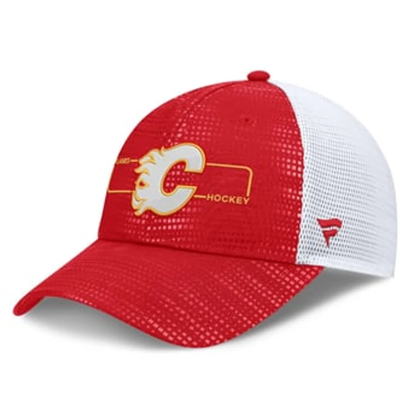 Men's Fanatics Red Calgary Flames Authentic Pro Rink Boxed Logo Trucker Hat