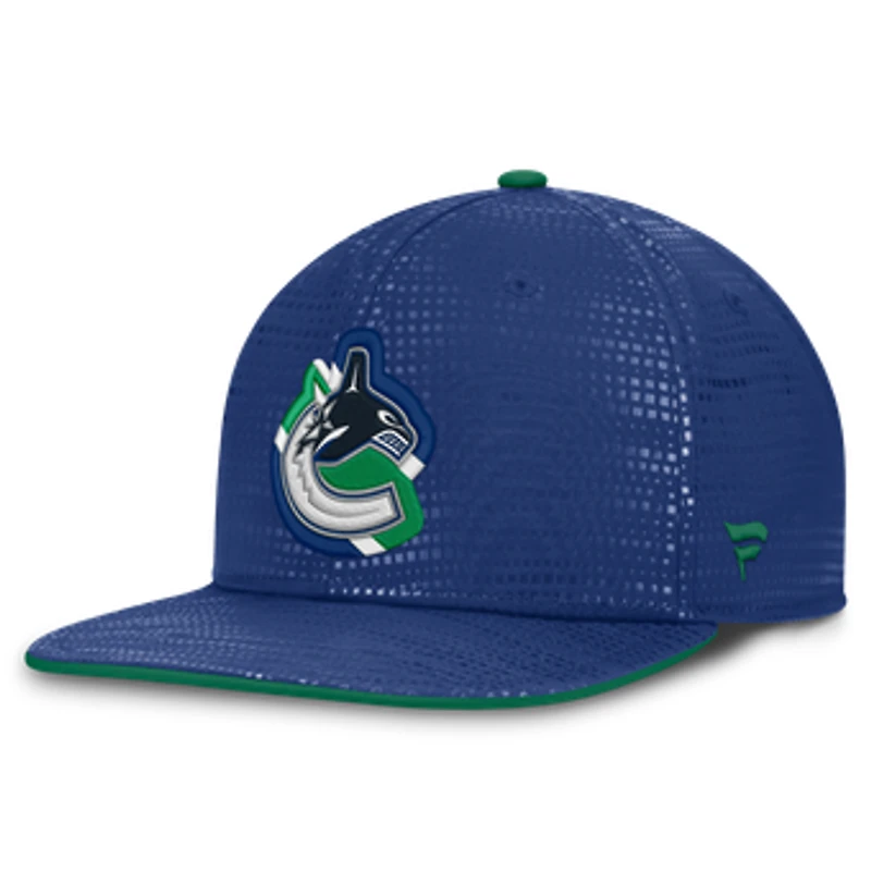 Men's Fanatics Blue Vancouver Canucks Authentic Pro Rink Square Visor Snapback Hat
