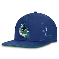 Men's Fanatics Blue Vancouver Canucks Authentic Pro Rink Square Visor Snapback Hat
