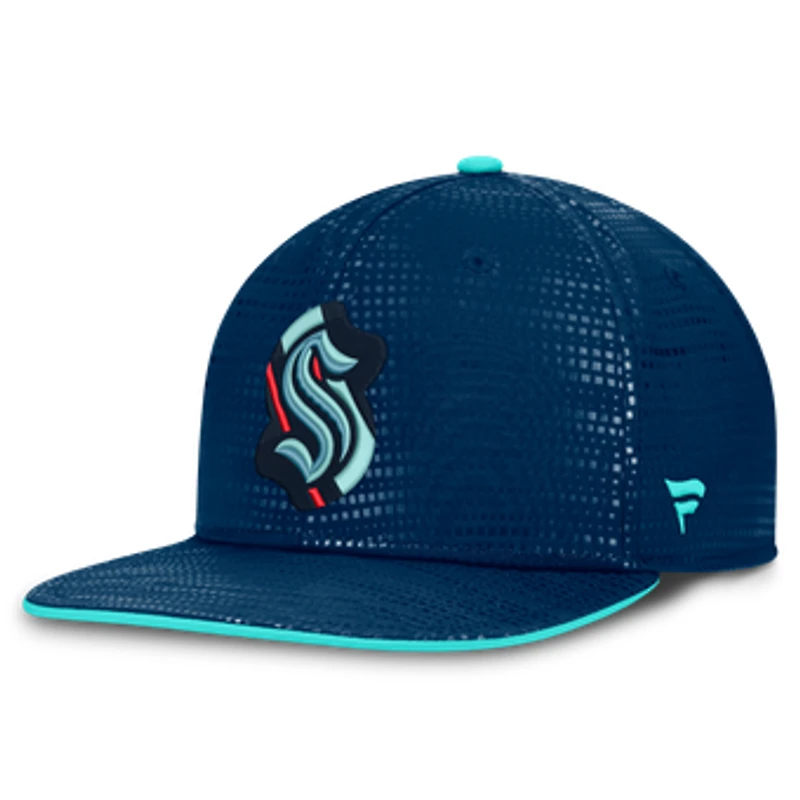 Men's Fanatics Deep Sea Blue Seattle Kraken Authentic Pro Rink Square Visor Snapback Hat