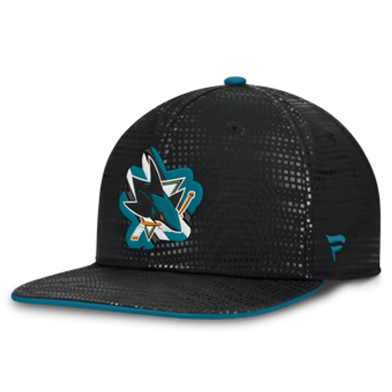 Men's Fanatics Black San Jose Sharks Authentic Pro Rink Square Visor Snapback Hat